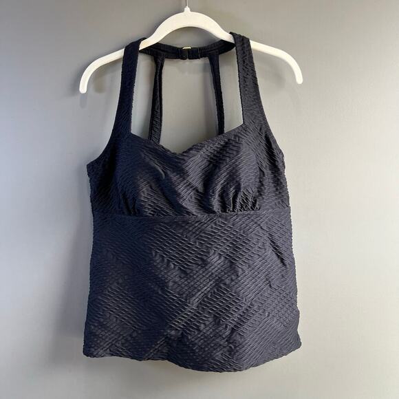 Lands' End Other - Lands End Swim Tankini Top Black Textured Bra Halter Top Size 14